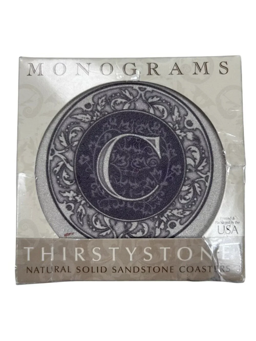 Thirstystone Monograms C Drink Coasters Absorbing Stone